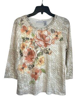 Alfred Dunner Top Small Fall Colors Embellished